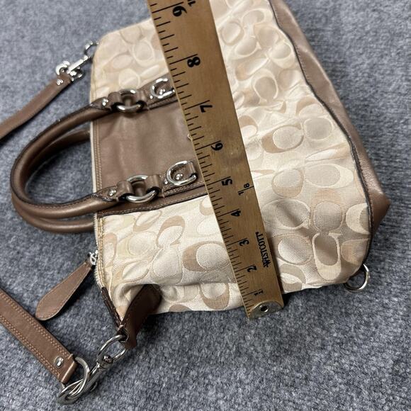 Coach Ashley Signature Satchel Handbag Purse Khaki Brown Colorway Casual Work - Picture 13 of 14